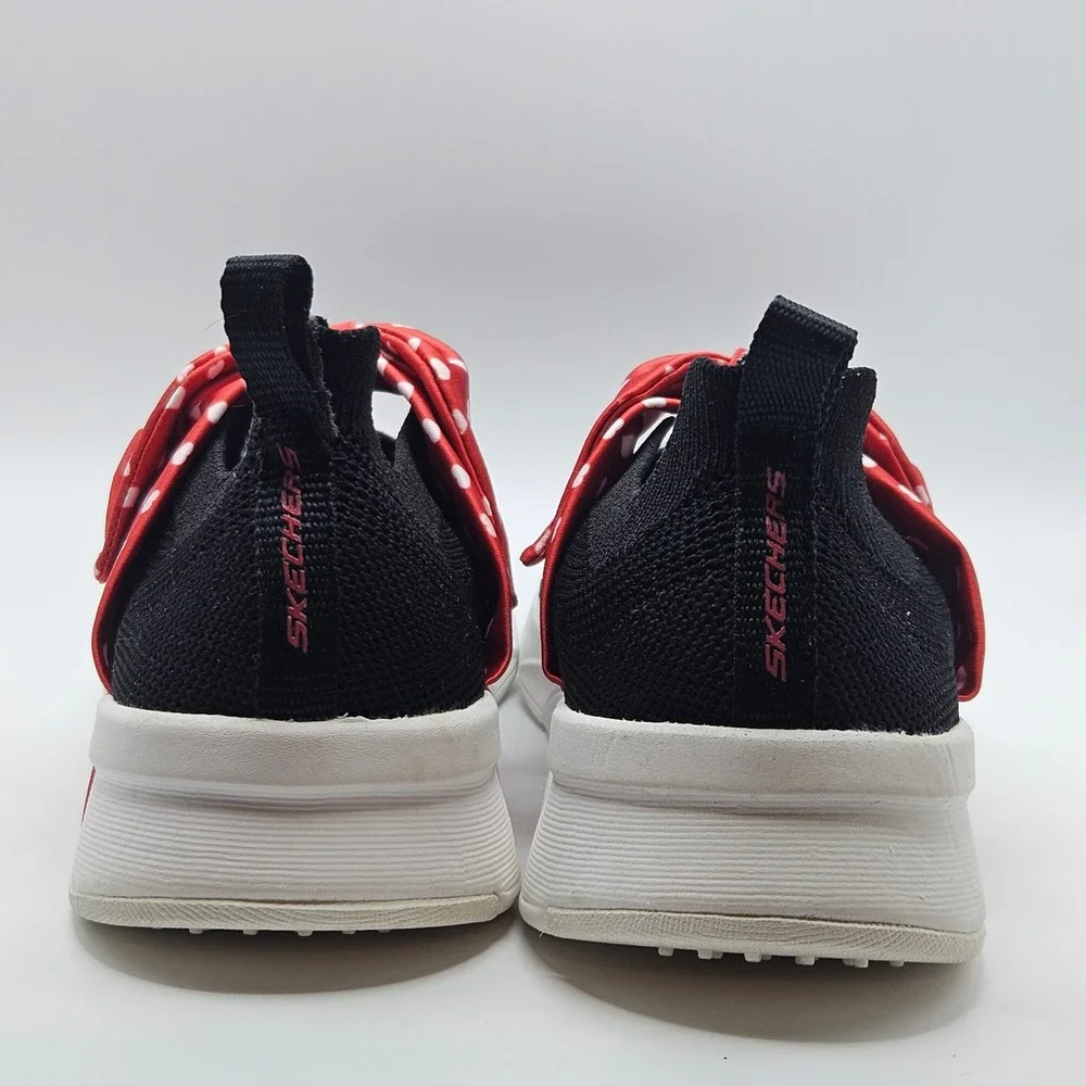 Skechers Kids Black Red Heart‎ Bow Air Cooled Memory Foam Slip On Shoes Size 3